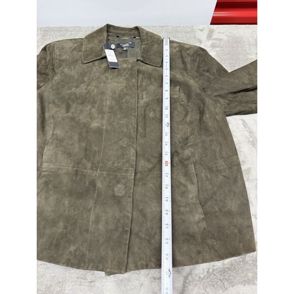 NWT Talbots Petite 14W Dark Olive Green Suede Jacket Zip Up Classic Style - Picture 7 of 10